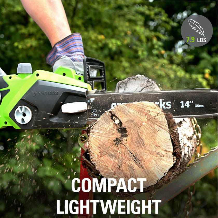 Greenworks 9 Amp 14-Inch Corded Chainsaw with Tool-less Chain Tensioning & Auto Oiling, Electric Handheld Chainsaw for Garden Yard Maintenance Tree Felling Triming, Firewood Cutting Logging Pruning 🍁 All In One Marketplace Canada