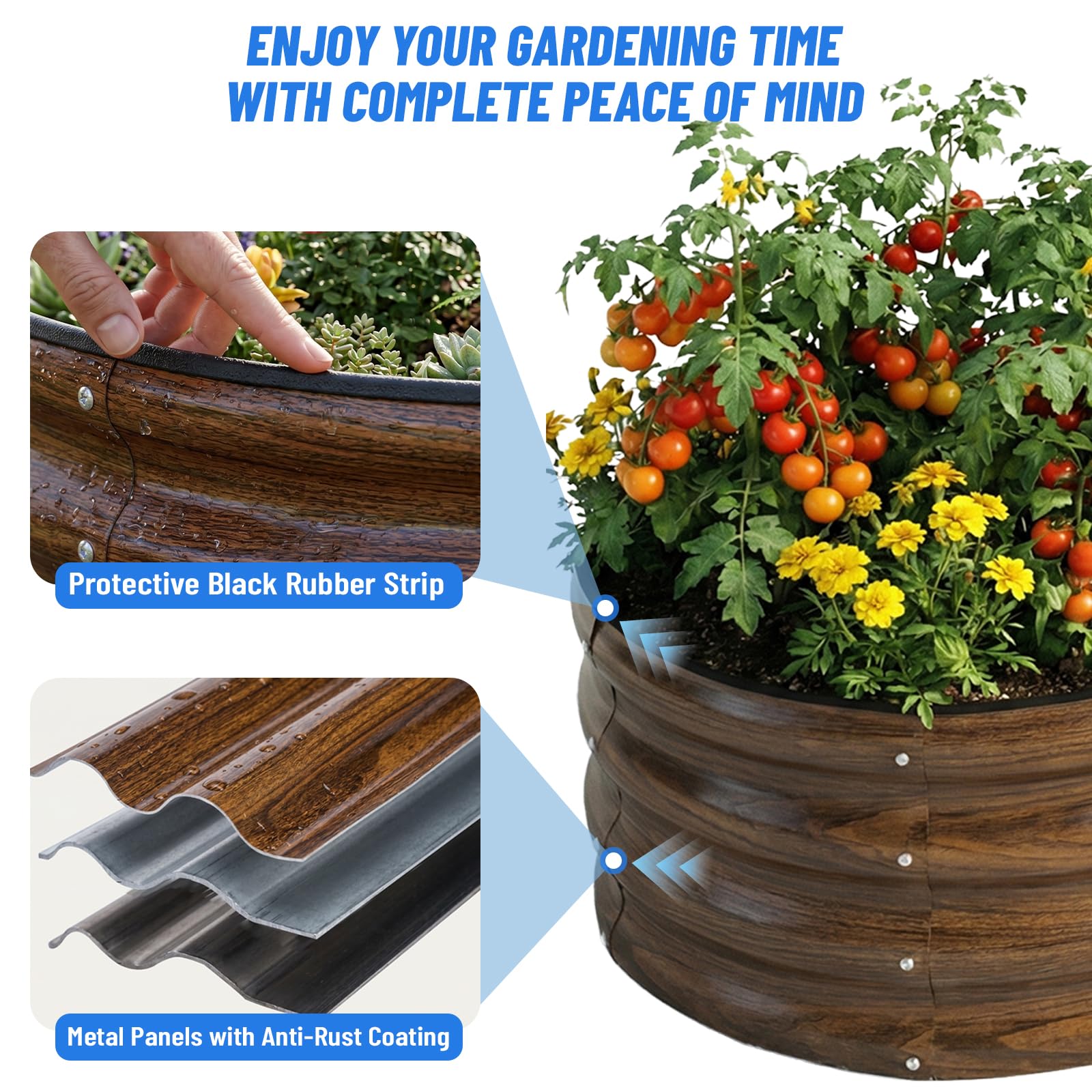 SnugNiture Galvanized Raised Garden Bed Outdoor, 2 Pcs 4x2x1ft Oval Metal Planter Box for Planting Plants Vegetables, Brown 🍁 All In One Marketplace Canada