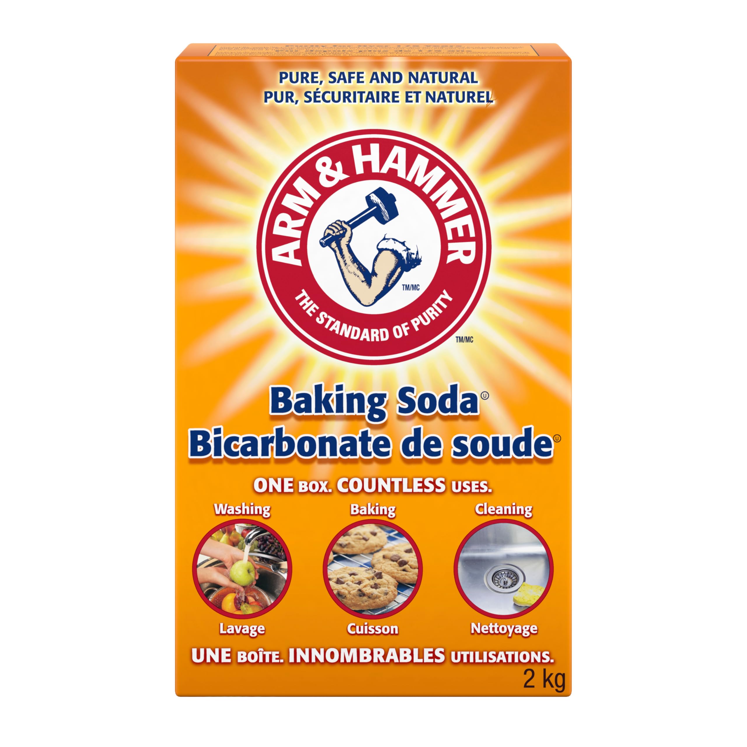 Arm & Hammer Pure Baking Soda – Multi-Purpose Cleaner, Natural Odour Eliminator & Baking Essential – Large Value Size – 2 kg (Pack of 1) 🍁 All In One Marketplace Canada