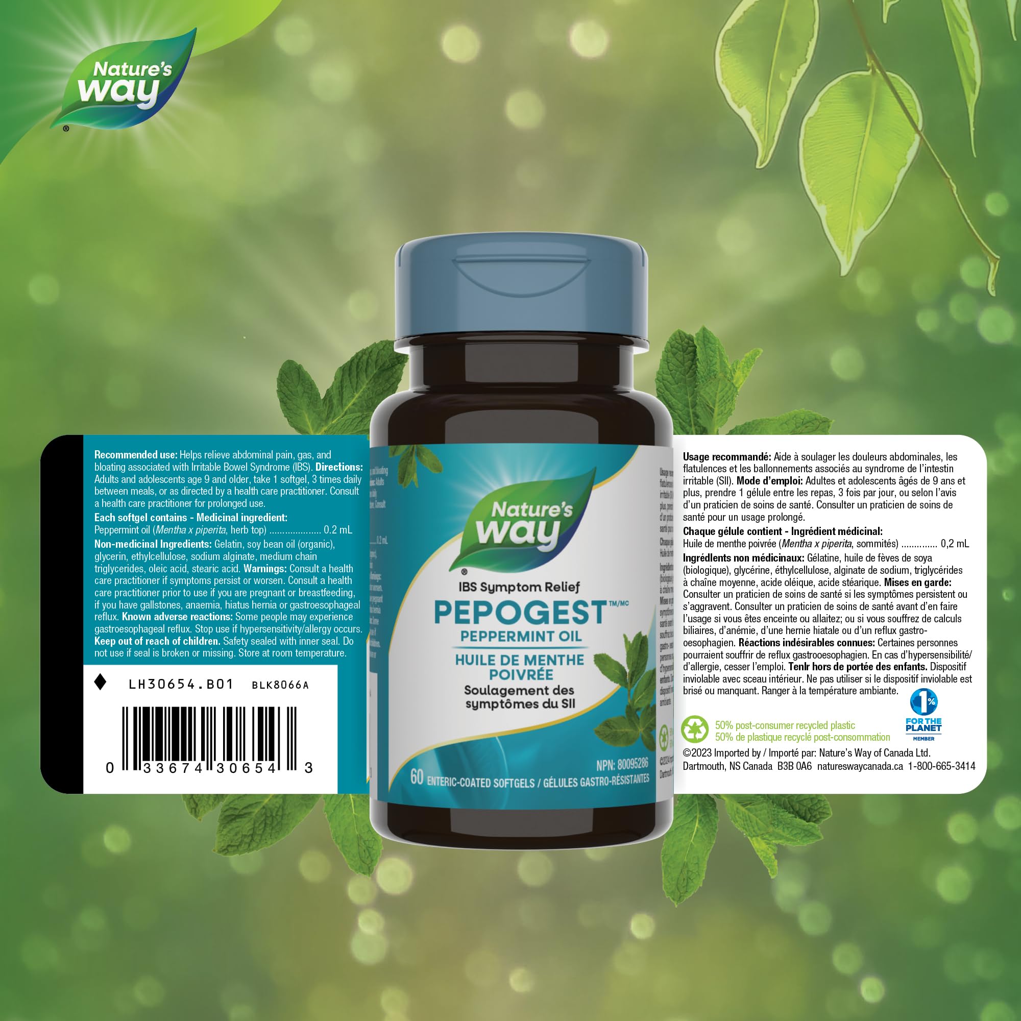 Nature’s Way Pepogest Peppermint Oil Softgels – Help Relieve Abdominal Pain, Gas & Bloating Associated with Irritable Bowel Syndrome – Enteric-Coated – 60 Capsules 🍁 All In One Marketplace Canada
