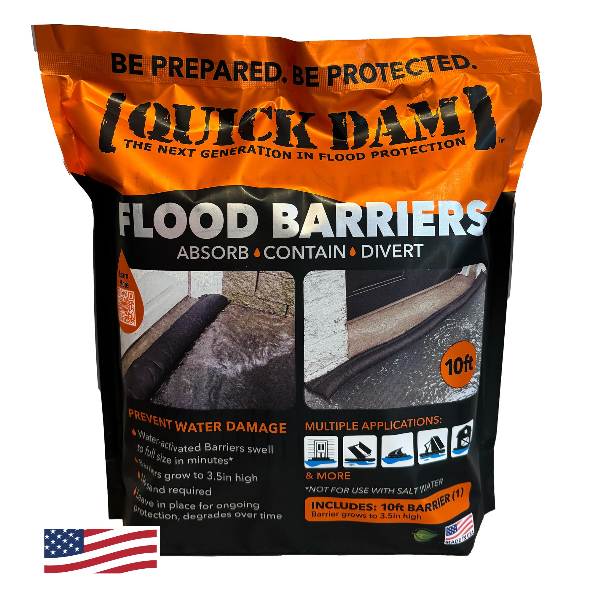 Quick Dam QD610-1 Water-Activated Flood Barrier-1 Pack, Black 🍁 All In One Marketplace Canada