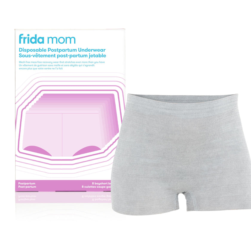 Frida Mom Postpartum Disposable Underwear, Microfiber Boyshort Cut Underwear - Size Regular (8ct) Grey 🍁 All In One Marketplace Canada