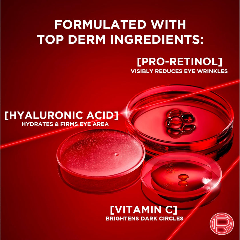 L’Oréal Paris Eye Cream For Wrinkles, with Hyaluronic Acid, Vitamin C, Under Eye Cream to Reduce Look of Wrinkles and Under-Eye Bags, Revitalift Triple Power LZR, Skincare, 15ml 🍁 All In One Marketplace Canada