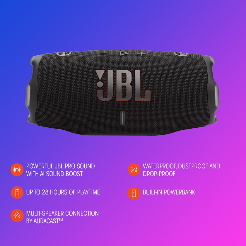 JBL Charge 6 - Portable Waterproof & Drop-Proof Bluetooth Speaker, Bold Pro Sound with AI Sound Boost, 28Hrs of Playtime, Built-in powerbank & Comes with a Sturdy/Removable Carrying Strap (Blue) 🍁 All In One Marketplace Canada