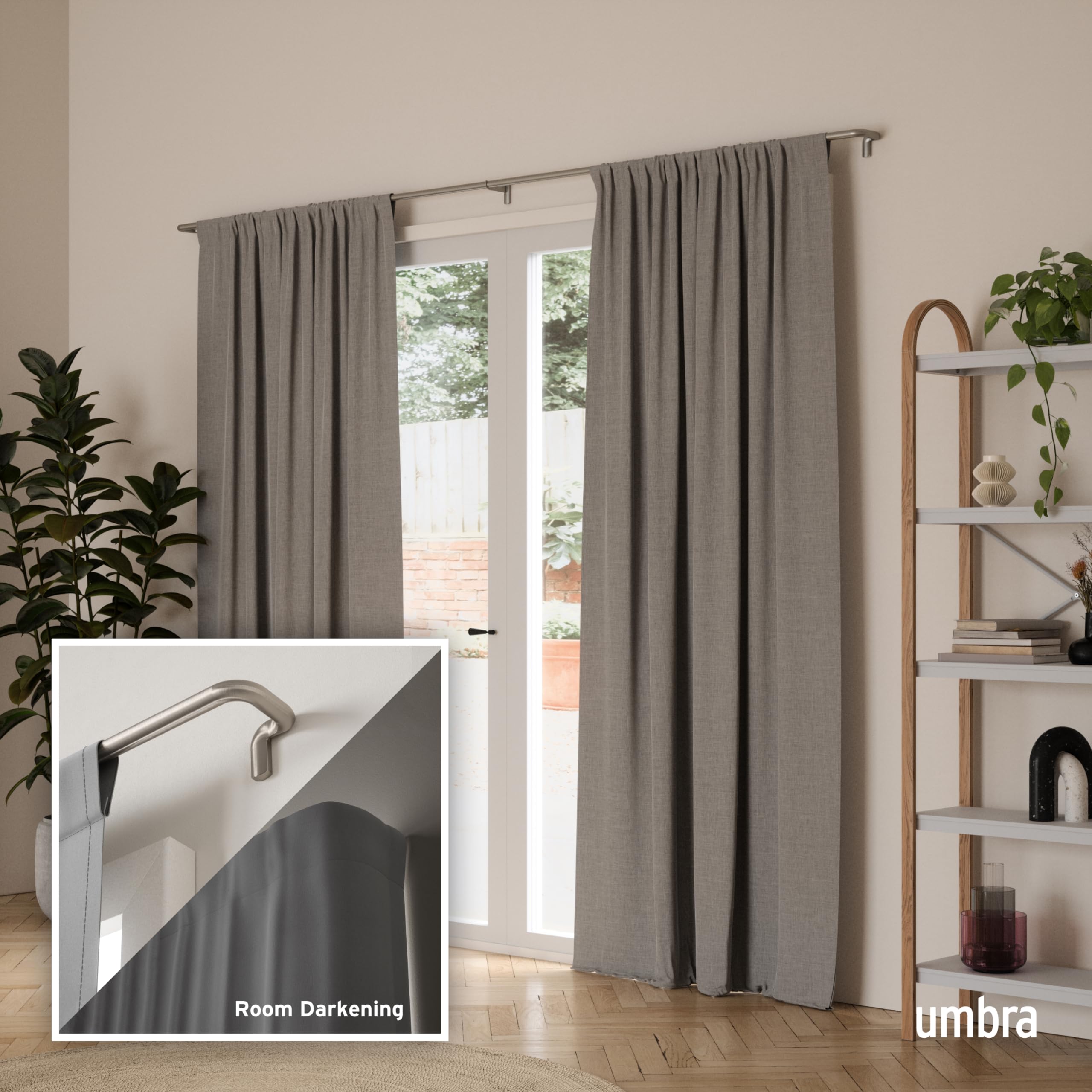 Umbra Twilight Curtain Rod Set – Wrap Around Design Ideal for Blackout or Room Darkening Panels, 30 to 84 Inches, Nickel 🍁 All In One Marketplace Canada