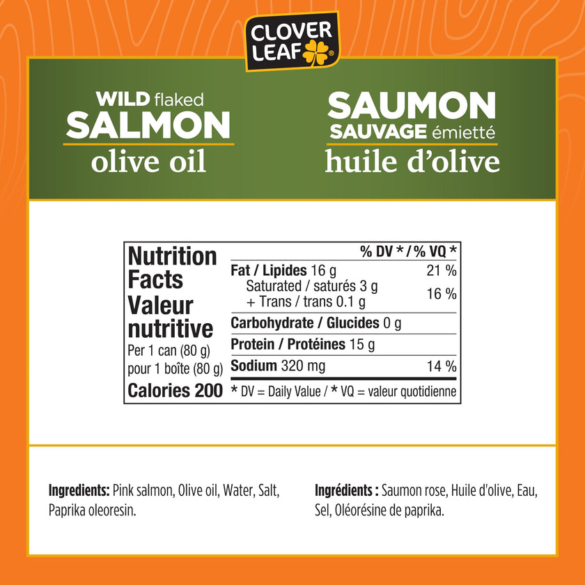 Clover Leaf Wild Flaked Pink Salmon Olive Oil 80g, 24 Easy-Peel Cans 🍁 All In One Marketplace Canada