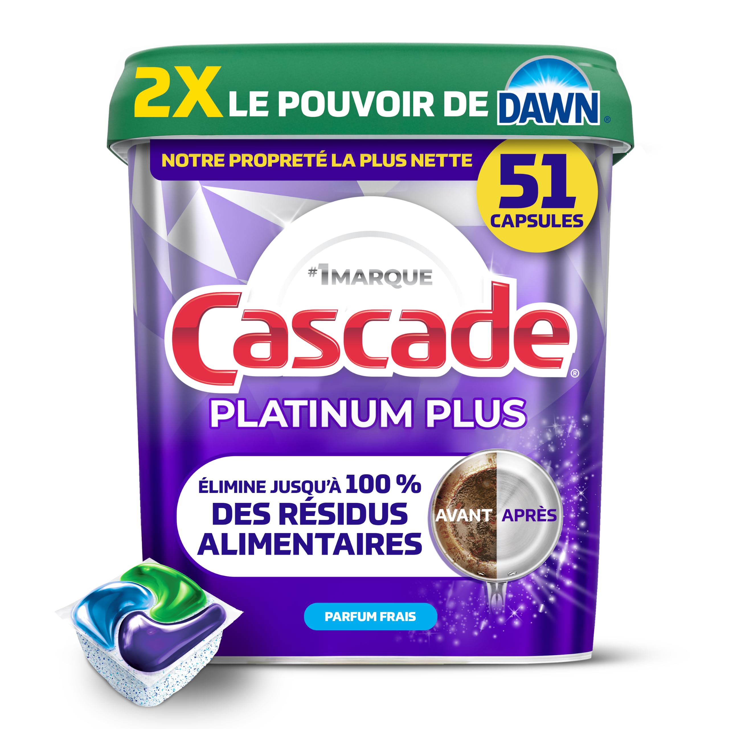 Cascade Platinum Plus Dishwasher Detergent Pods, Dish Detergent Soap, Fresh Scent, 51 Count 🍁 All In One Marketplace Canada