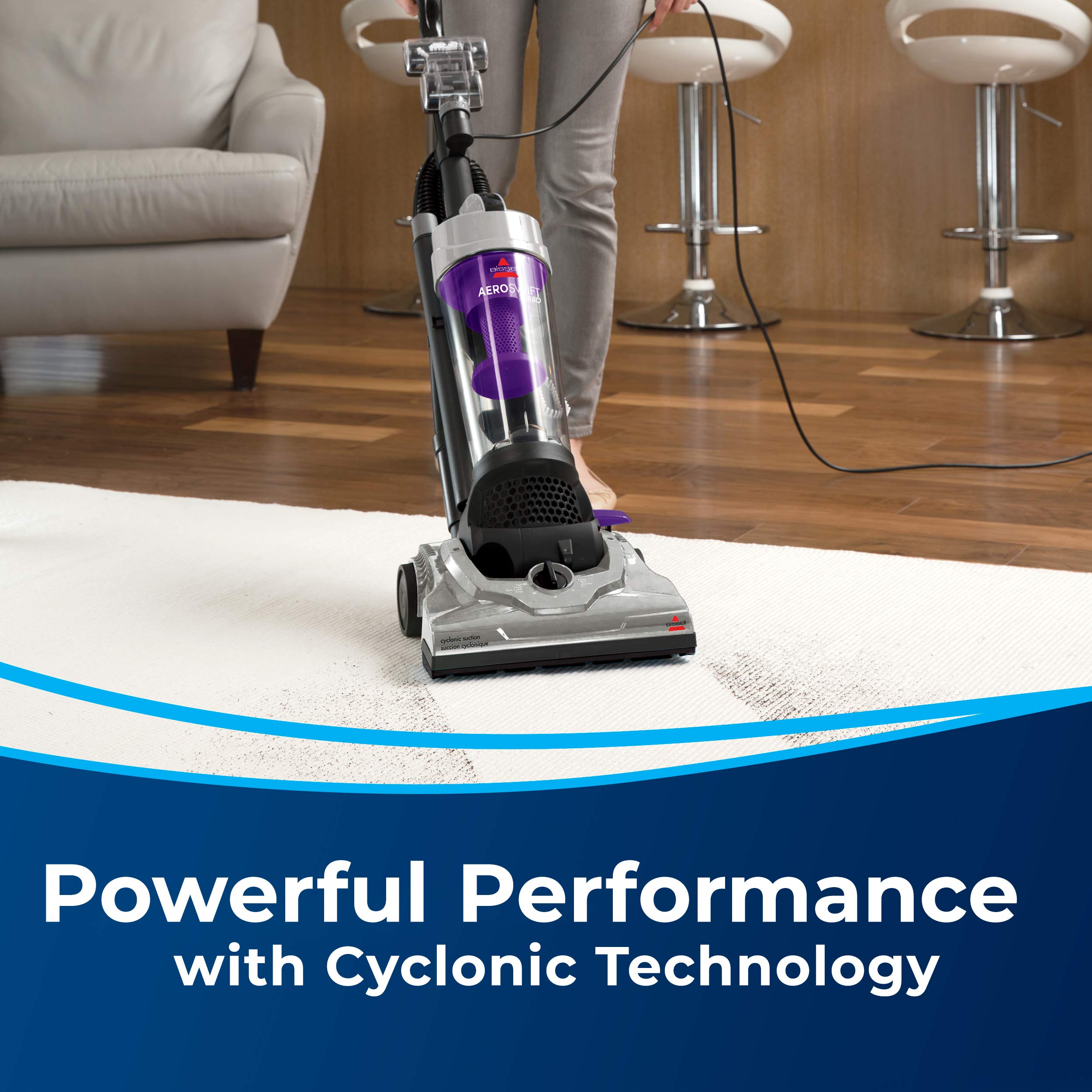 BISSELL AeroSwift Turbo Compact Upright Vacuum Cleaner, Cyclonic Dirt Separation, Built-in Lifetime Filter, TurboBrush Tool, Extension Wand, Bottom-Empty Tank, Lightweight Design, 1808B 🍁 All In One Marketplace Canada
