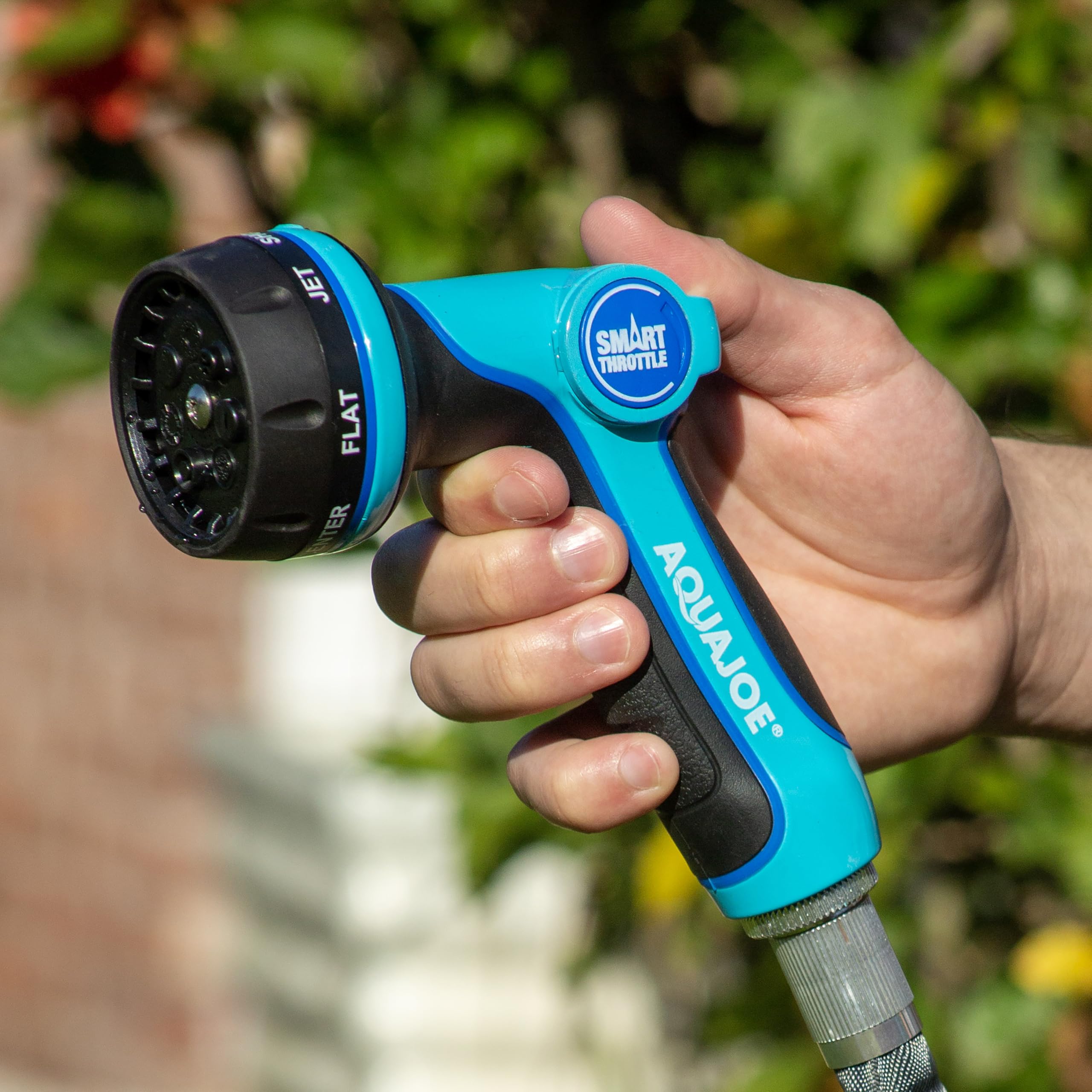 Aqua Joe AJHN102 Heavy Duty Indestructible Metal Multi Function Adjustable Hose Nozzle with Smart Throttle, Blue 🍁 All In One Marketplace Canada