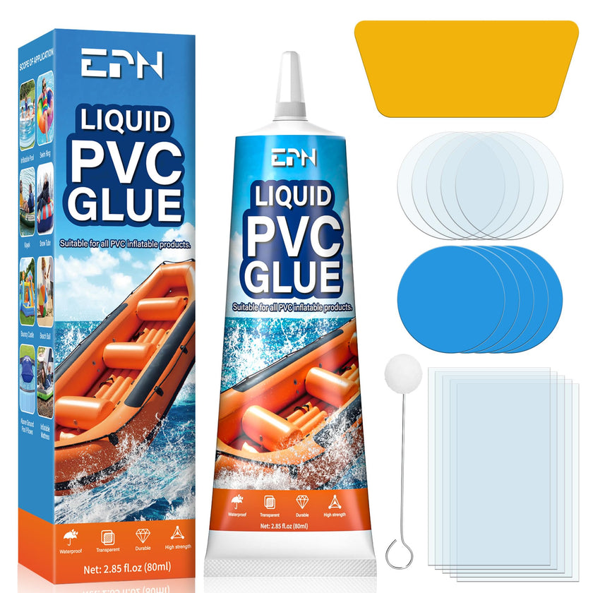 EPN Air Mattress Patch Kit, Waterproof Vinyl Pool Liner Repair Kit for Inflatables, Air Mattress, Swimming Ring, Tent, Bounce House, Inflatable Toys, Hot Tub, PVC Boat, Raft, Kayak (80ml*1) 🍁 All In One Marketplace Canada
