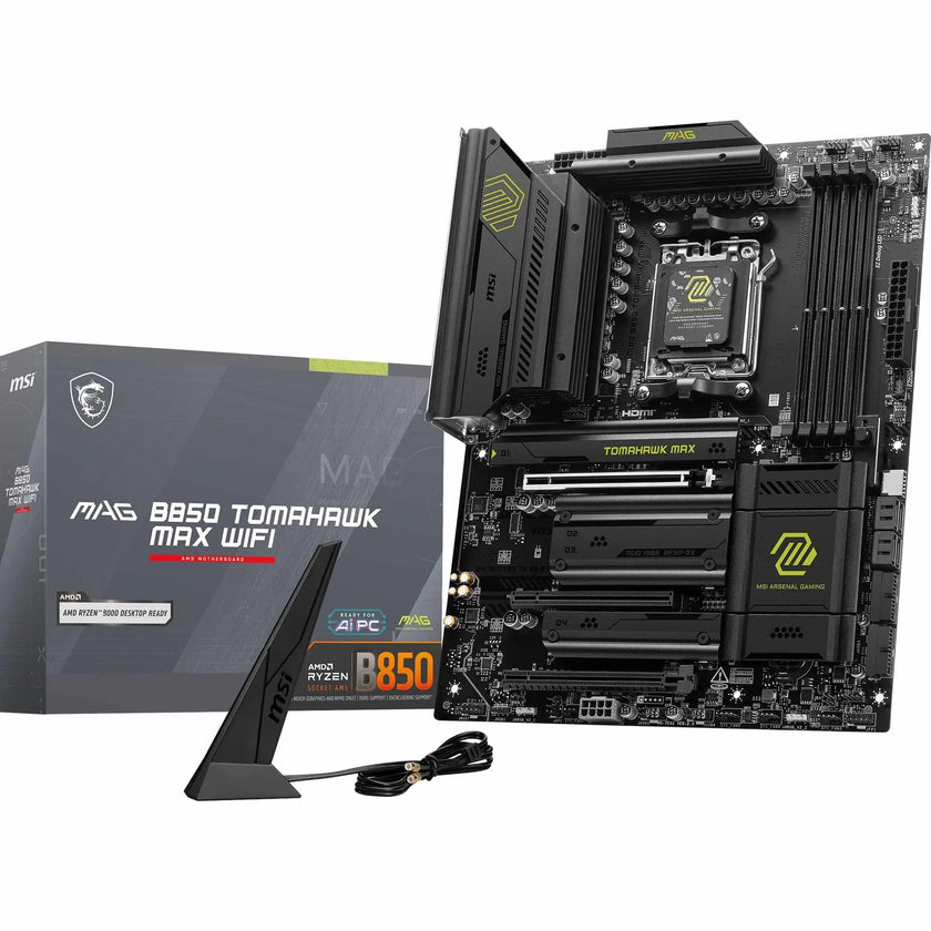 MSI MAG B850 Tomahawk MAX WiFi Gaming Motherboard (AMD Ryzen 9000/8000/7000 Series Processors, AM5, DDR5, PCIe 4.0, M.2, SATA 6Gb/s, USB 3.2 Gen 2, HDMI/DP, Wi-Fi 7, Bluetooth 5.3, 2.5Gbps LAN, ATX) 🍁 All In One Marketplace Canada