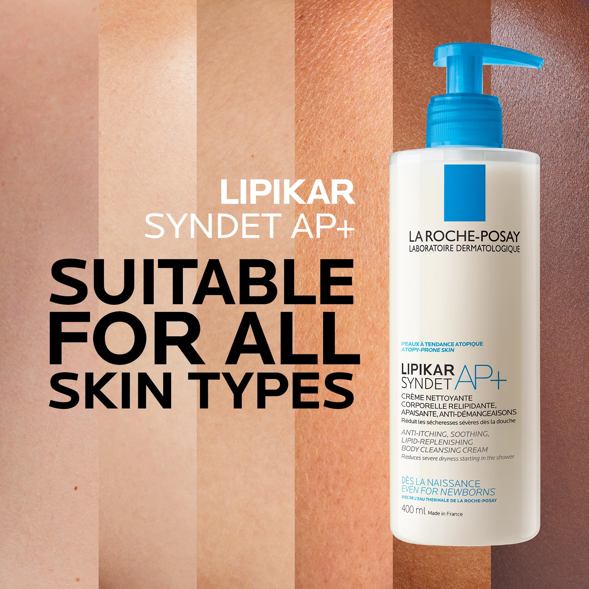 La Roche-Posay Body Wash, Lipikar Syndet AP+ Anti-Itch Body Wash For Eczema-prone Skin with Shea Butter & Niacinamide, Fragrance Free, Suitable for Sensitive Skin, 400ml 🍁 All In One Marketplace Canada