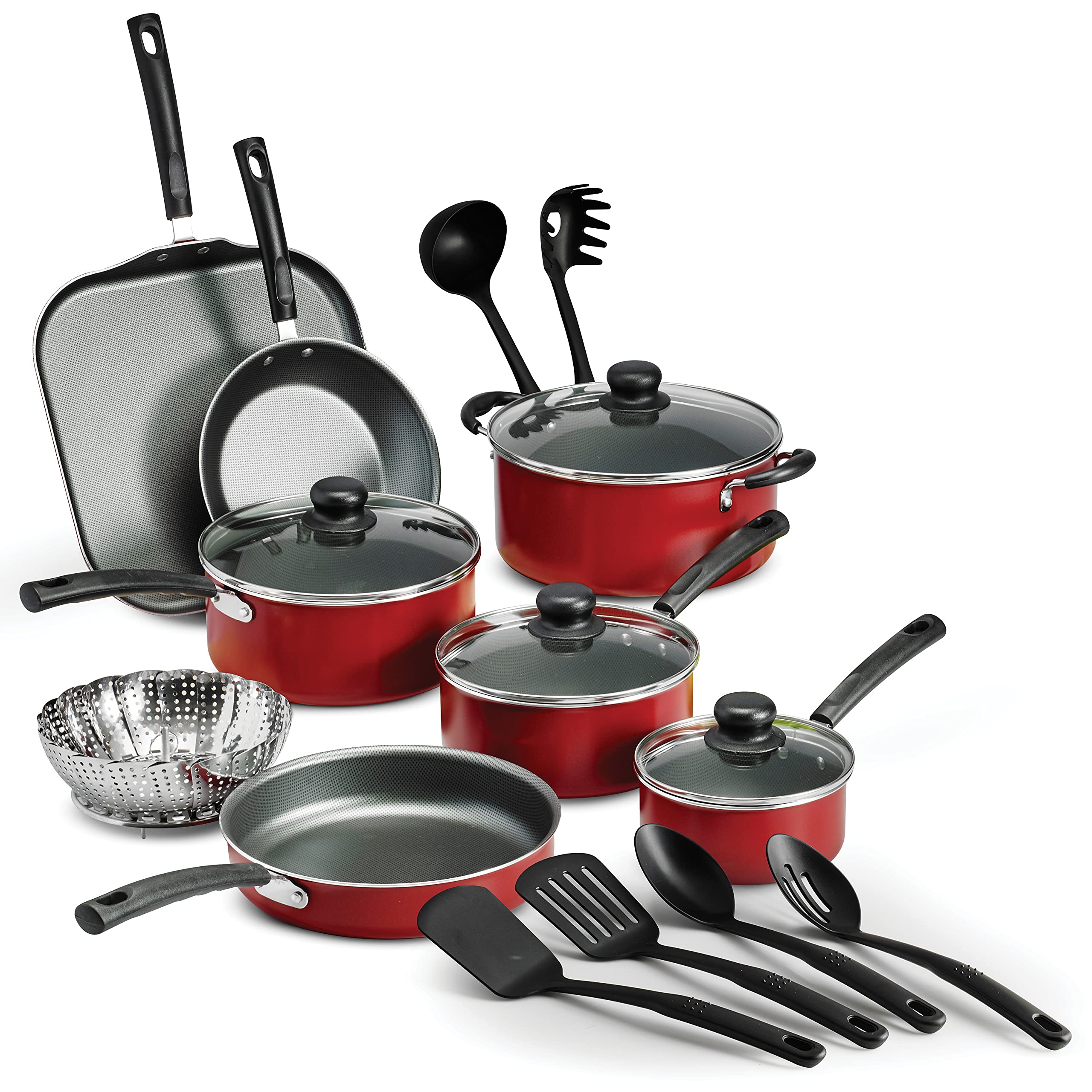 Tramontina PrimaWare 18 Pc Aluminum Nonstick Cookware Set, Red 🍁 All In One Marketplace Canada
