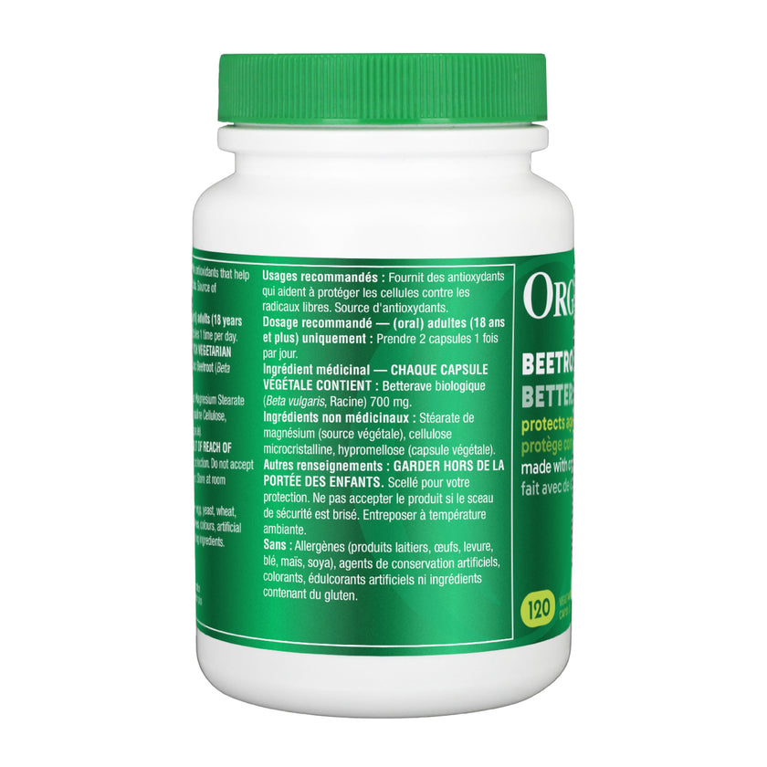 Organika Beetroot Organic- 1400mg High Potency Antioxidant, Blood-Pressure Support, Nitrous Oxide + Exercise Performance- 120vcaps 🍁 All In One Marketplace Canada