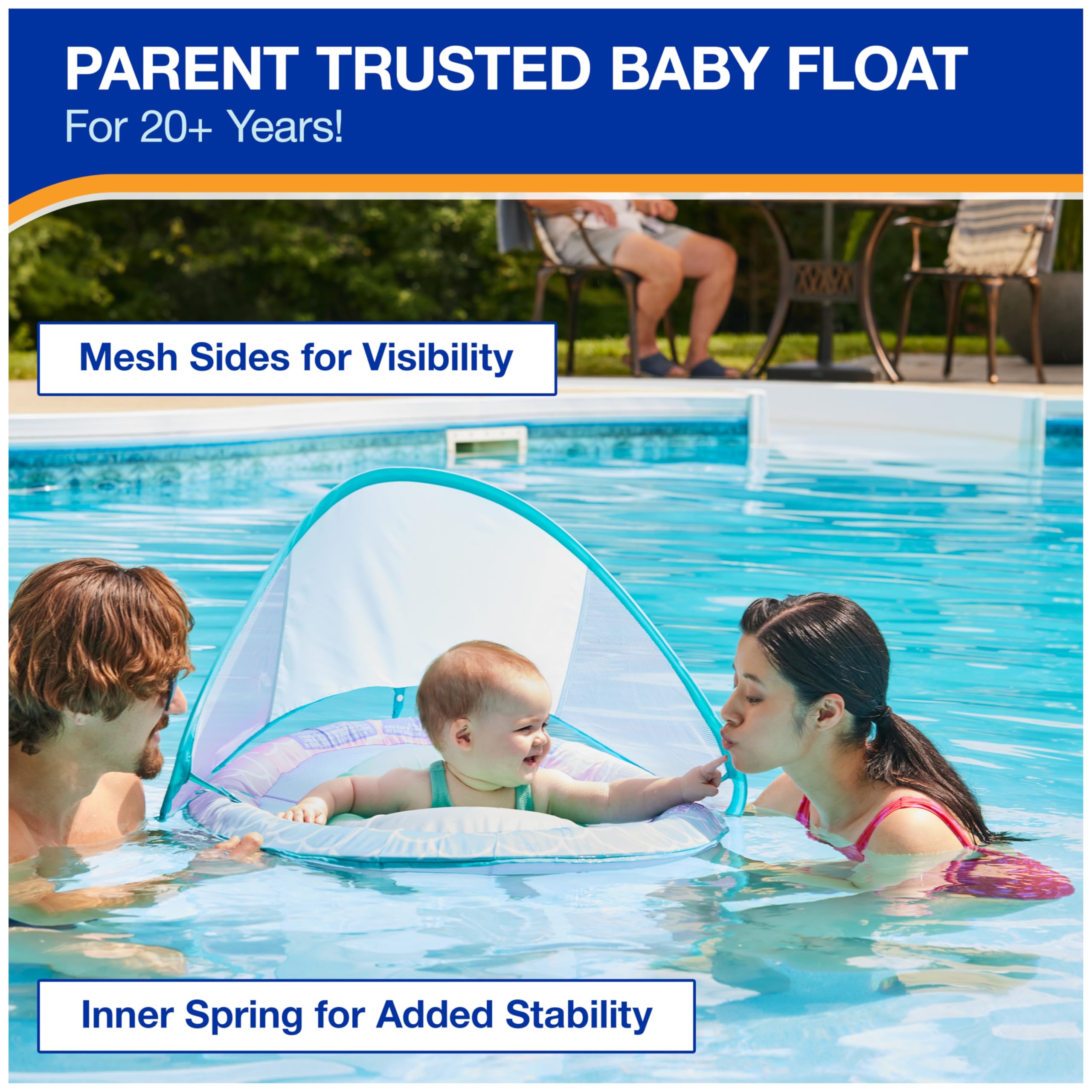 SwimWays Baby Spring Float, Baby Pool Float with Canopy, Swim Training PFD, Swimming Pool Accessories for Babies and Toddlers 9-24 Months, Mermaid 🍁 All In One Marketplace Canada