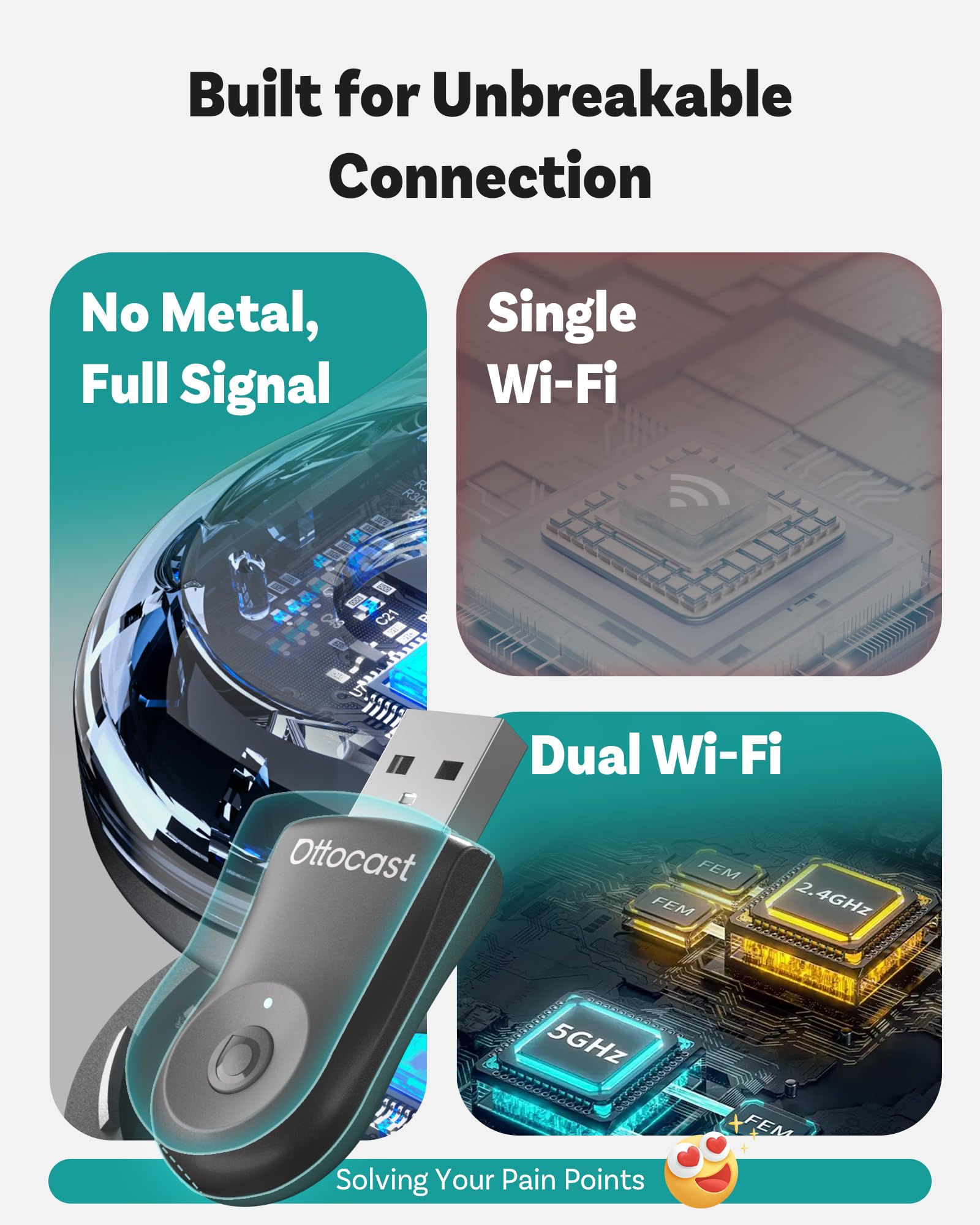 OTTOCAST Mini 2025 Wireless CarPlay & Android Auto 2-in-1 Adapter, Plug & Play, 5GHz WiFi, Auto Connect for iPhone & Android, Fits 98%+ OEM Wired CarPlay Cars 🍁 All In One Marketplace Canada
