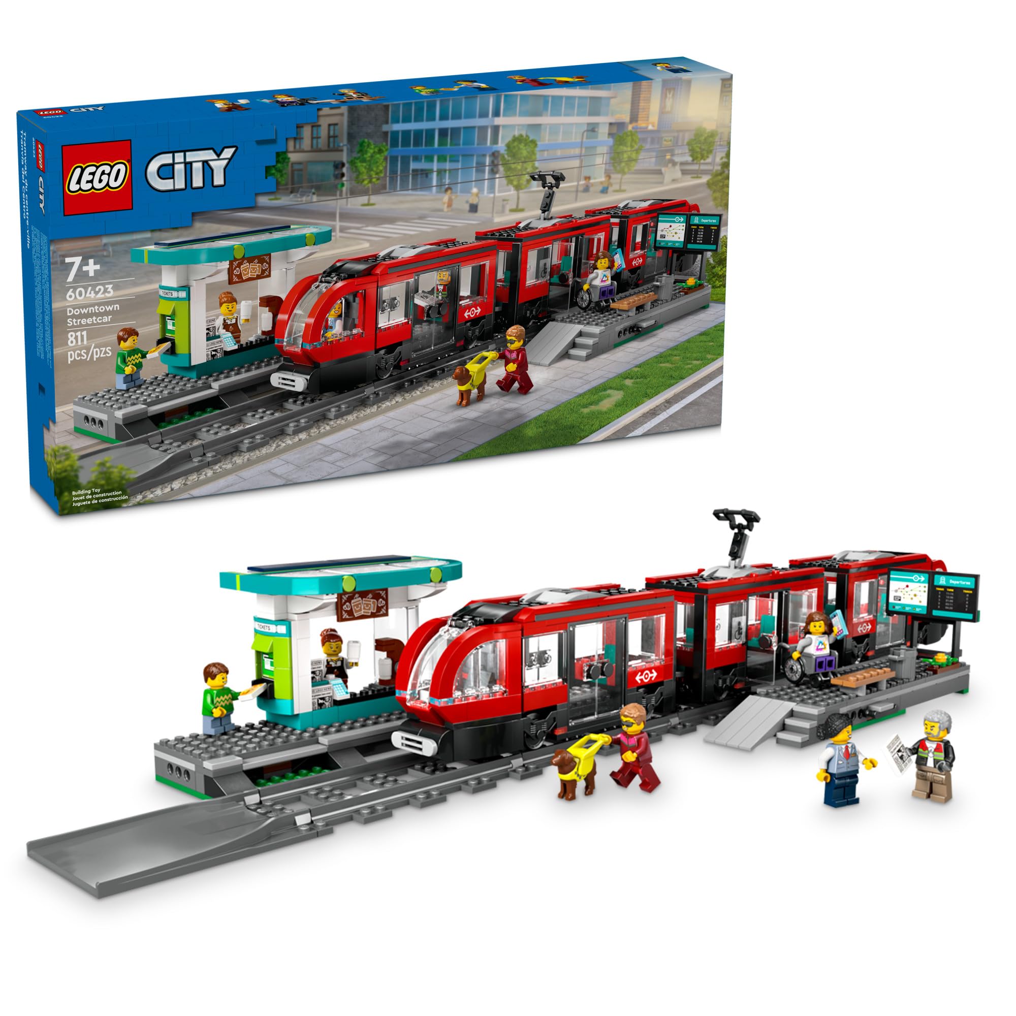 LEGO City Downtown Streetcar and Station Train Set - Kids Toy Train Building Set for Pretend Play & Imagination, Ages 7+ - Gift Ideas for Boys & Girls Birthdays - 60423 🍁 All In One Marketplace Canada