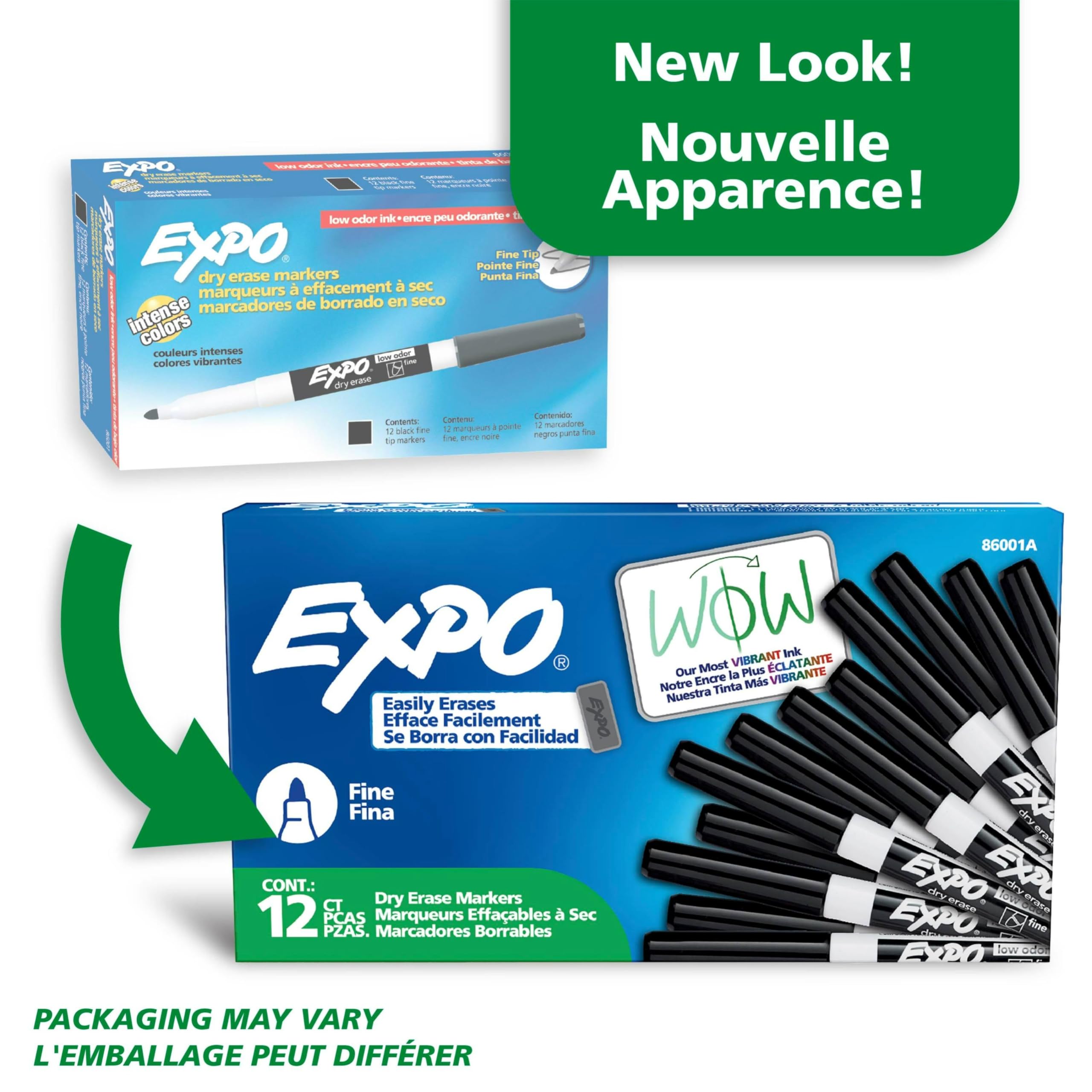 EXPO Dry Erase Markers, Low Odour Ink, Black, Fine Tip, 12 Count 🍁 All In One Marketplace Canada