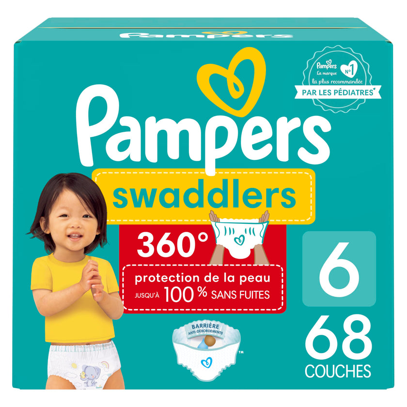 Pampers Diapers - Swaddlers 360 degrees - Size 6, 68 Count, up to 100% Leakproof Comfy Dry Fit, EZ Off Tabs Designed for Easy Changes, Pull On Diaper 🍁 All In One Marketplace Canada
