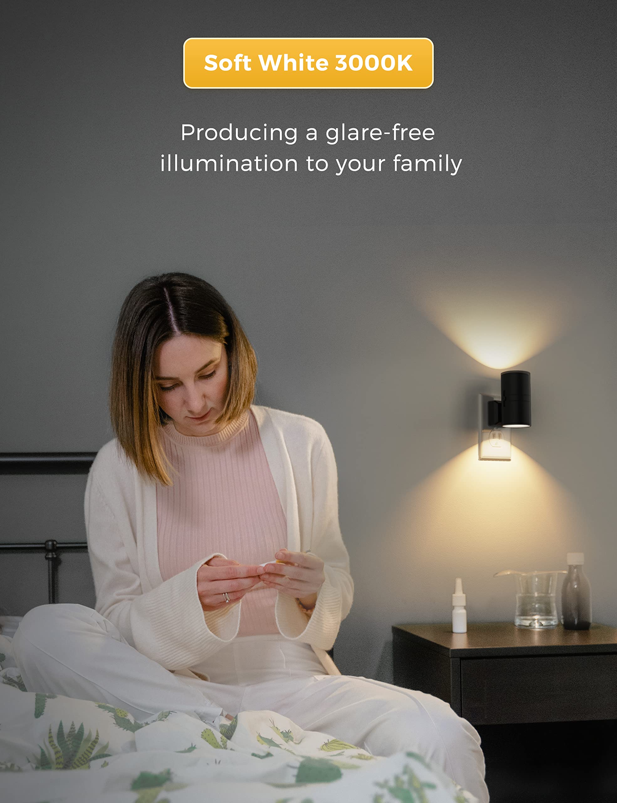 L LOHAS LED Night Light Plug in, [2 Pack] Modern Night Light, Dusk to Dawn Sensor, 0-100LM Adjustable Brightness, Soft White 3000K, Dimmable Night Lights with Light Sensor for Hallway Bedroom Stairway 🍁 All In One Marketplace Canada
