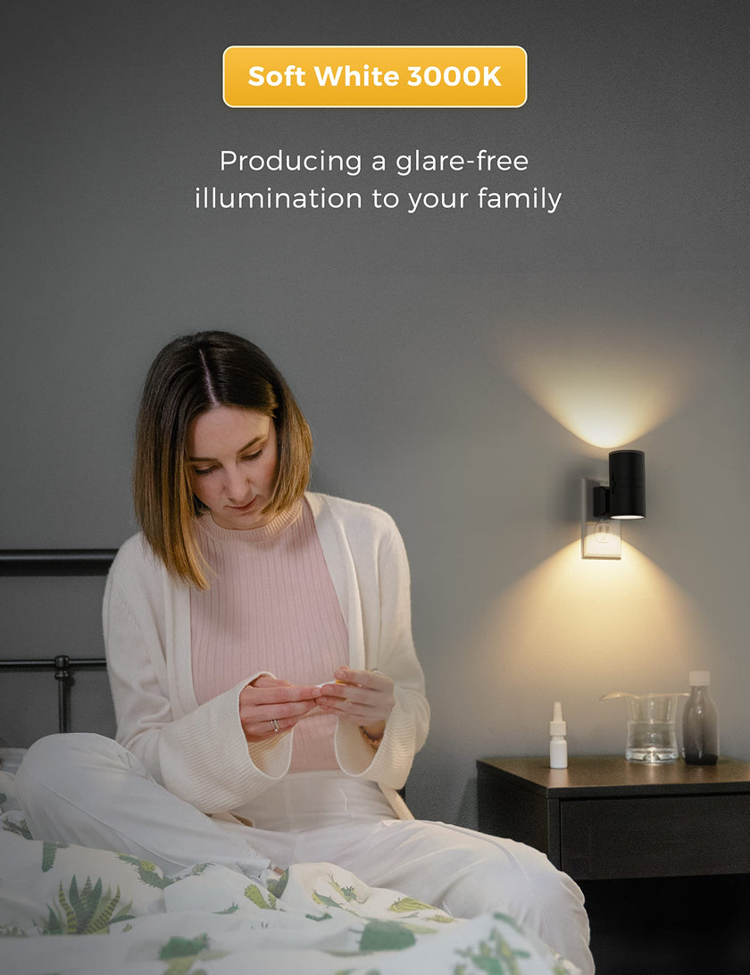 L LOHAS LED Night Light Plug in, [2 Pack] Modern Night Light, Dusk to Dawn Sensor, 0-100LM Adjustable Brightness, Soft White 3000K, Dimmable Night Lights with Light Sensor for Hallway Bedroom Stairway 🍁 All In One Marketplace Canada