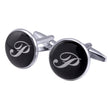 Men's Black Round Enamel Initial Letter Cufflinks – Brass & Crystal Formal Cufflinks A–Y | Canada & USA