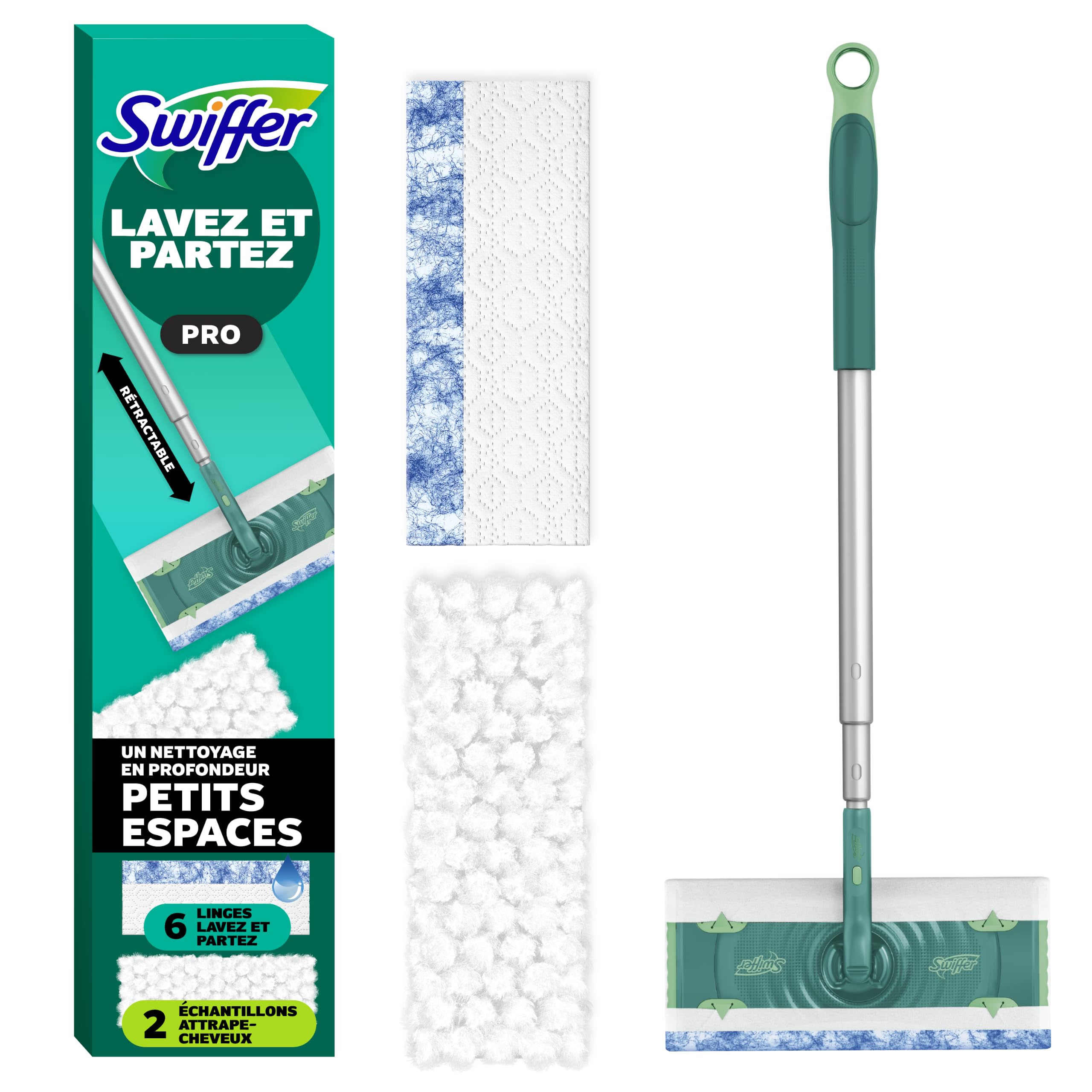 Swiffer Sweep and Mop Deluxe, 2-in-1 Floor Mopping and Sweeping Kit, Multi-Surface Kit for Floor Cleaning, Kit Includes 1 Sweeper Device, 5 Heavy Duty Dry Sweeping & 6 Heavy Duty Wet Mopping Cloths 🍁 All In One Marketplace Canada