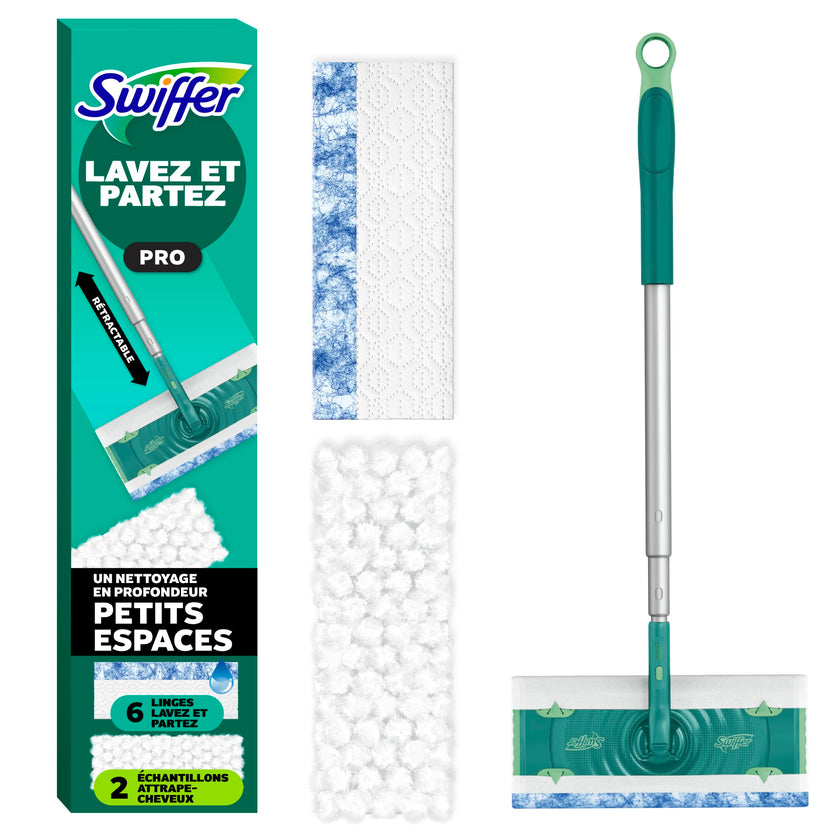 Swiffer Sweep and Mop Deluxe, 2-in-1 Floor Mopping and Sweeping Kit, Multi-Surface Kit for Floor Cleaning, Kit Includes 1 Sweeper Device, 5 Heavy Duty Dry Sweeping & 6 Heavy Duty Wet Mopping Cloths 🍁 All In One Marketplace Canada