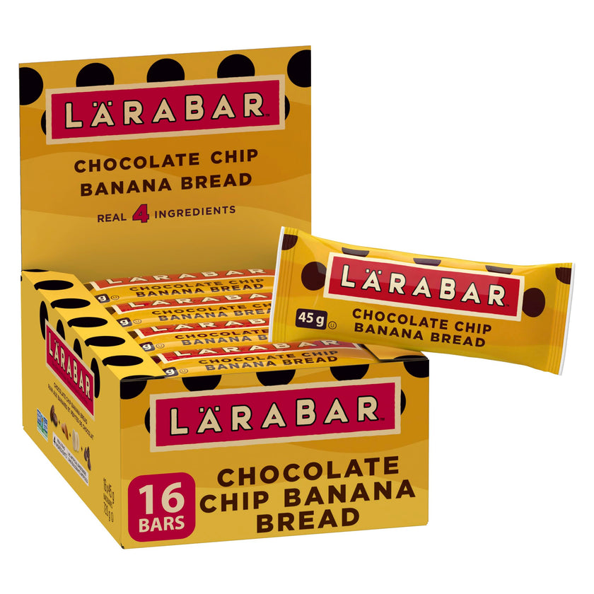 LÄRABAR Chocolate Chip Banana Bread, Fruit and Nut Energy Bar, Pack of 16 Bars, Gluten Free, Vegan, Family Pack, Snack Bars, 720 Grams Package 🍁 All In One Marketplace Canada
