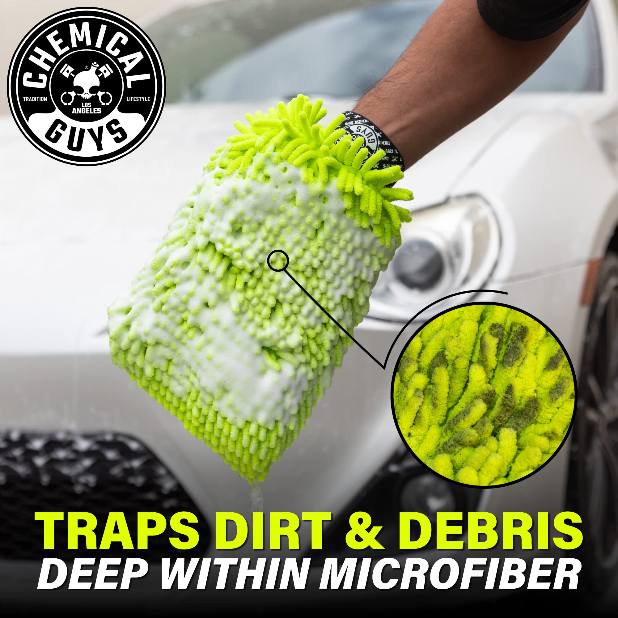 Chemical Guys Chenille Premium Scratch-Free Microfiber Wash Mitt Green, Great for Cars, Trucks, SUVs, RVs & More (2 Pack) 🍁 All In One Marketplace Canada