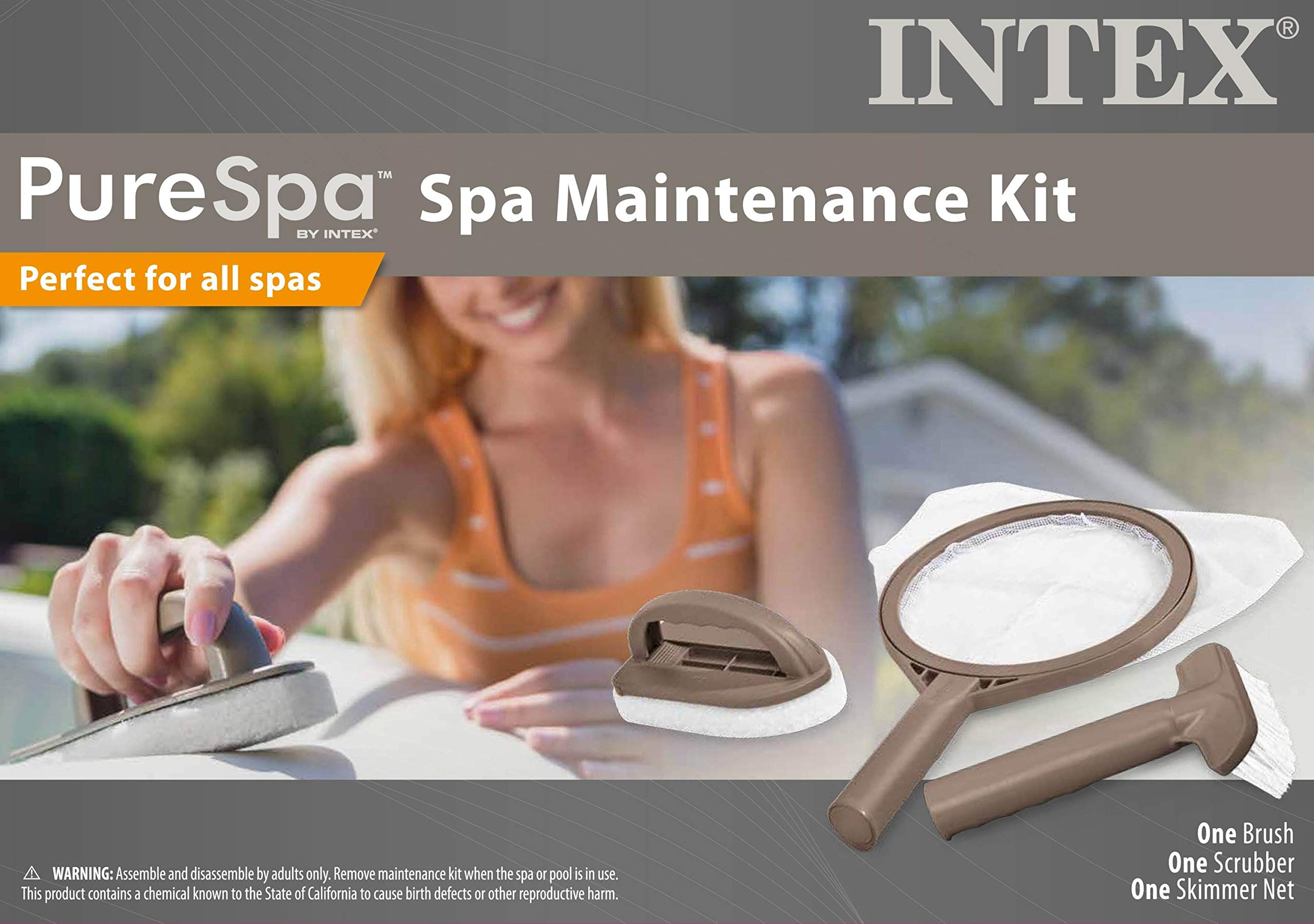 Intex PureSpa Hot Tub and Spa Maintenance Accessory Kit with Curved Brush, Mesh Net Skimmer, and Scrubber for Inflatable PureSpa Home Hot Tubs 🍁 All In One Marketplace Canada