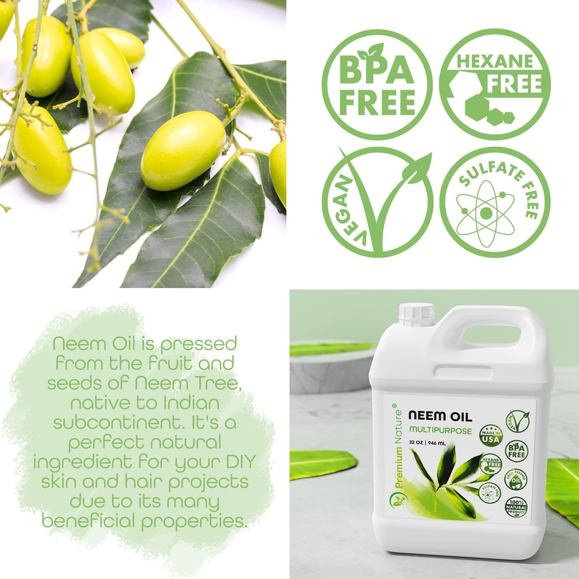 Neem Oil Multipurpose, 100% Natural Neem Oil, Cold-Pressed Unrefined, 946 ml 🍁 All In One Marketplace Canada