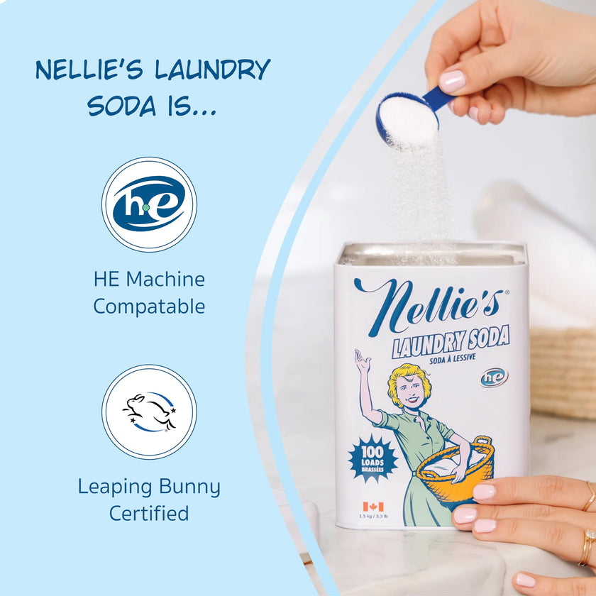 Nellie's Laundry Soda - Concentrated Laundry Detergent Powder - 100 Load - Gentle on Skin and Environment - Fragrance-Free - Made in Canada 🍁 All In One Marketplace Canada