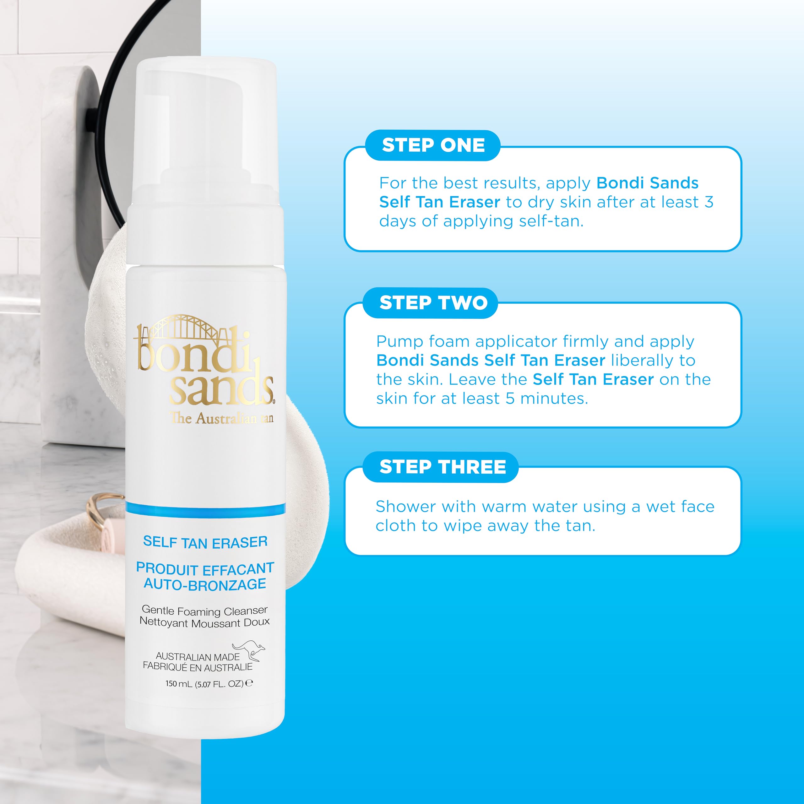 Bondi Sands Self Tan Eraser, Moisturizing, Cleansing, Gentle Formula Removes Self-Tanner and Preps Skin for Reapplication, Vegan + Cruelty-Free, 150mL 🍁 All In One Marketplace Canada