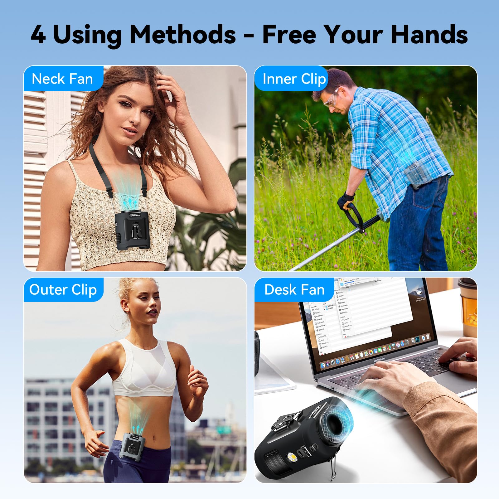 Portable Waist Fan Rechargeable Waist Clip Fan 12000mAh,6 Speeds 16000RPM Strong Airflow Personal Fans with Max 30H Working Time,Hands-Free Hanging Neck Fan,Wearable Belt Fans for Outdoor/Jobsite 🍁 All In One Marketplace Canada