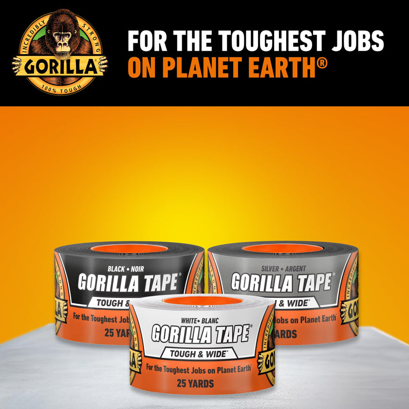 Gorilla Tough & Wide Utility Tape, Duct Tape, 2.8 in x 25 yd, White 🍁 All In One Marketplace Canada
