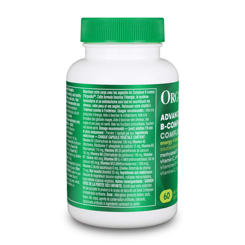 Organika Canadian-Made Advanced B-Complex 110mg- Energy and Immunity Support, Methylated B-Vitamins for Enhanced Absorption- 60vcaps 🍁 All In One Marketplace Canada