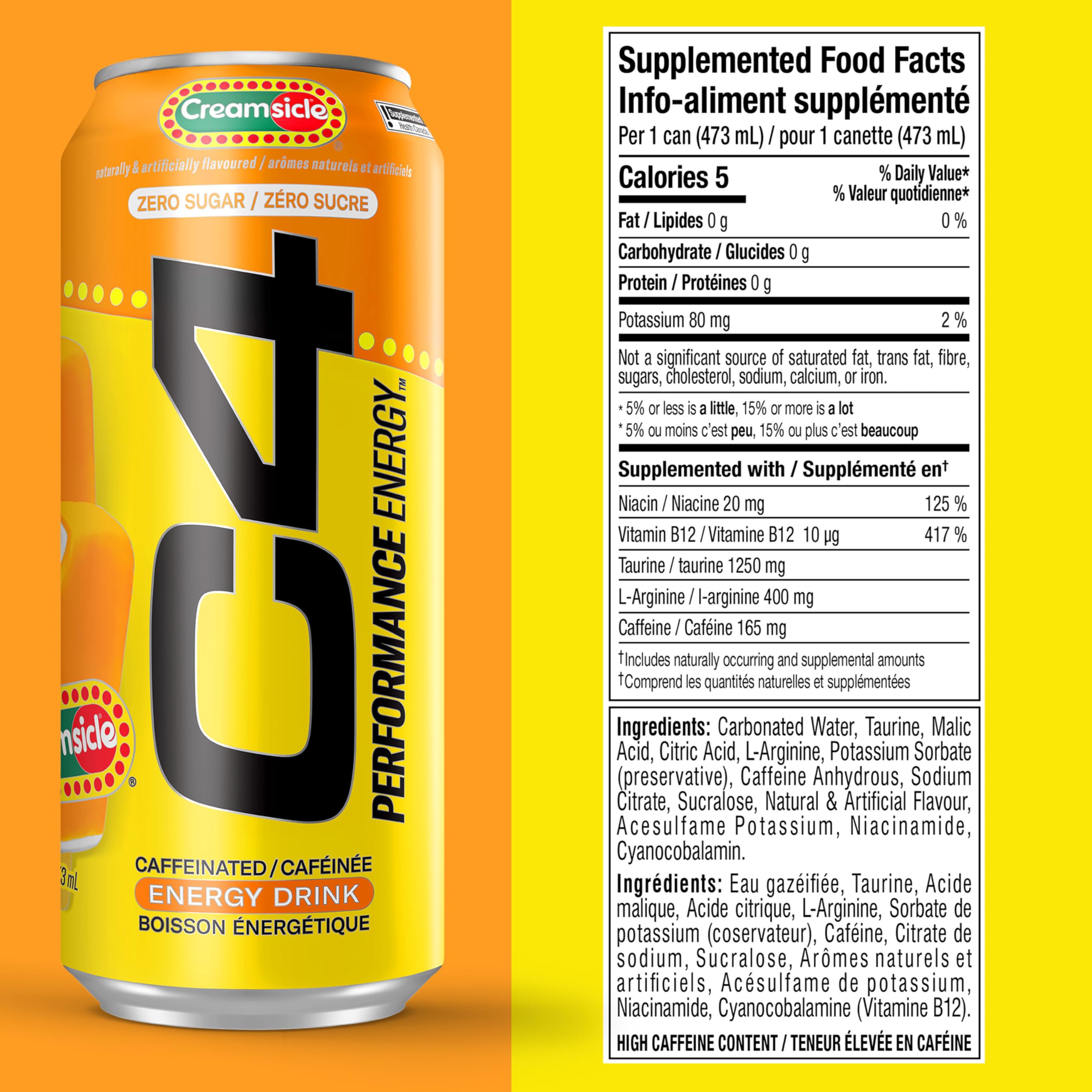 Cellucor C4 Performance Energy Drink, Creamsicle, Carbonated Sugar Free Drink with no Artificial Colours or Dyes, 473mL, 12 count 🍁 All In One Marketplace Canada