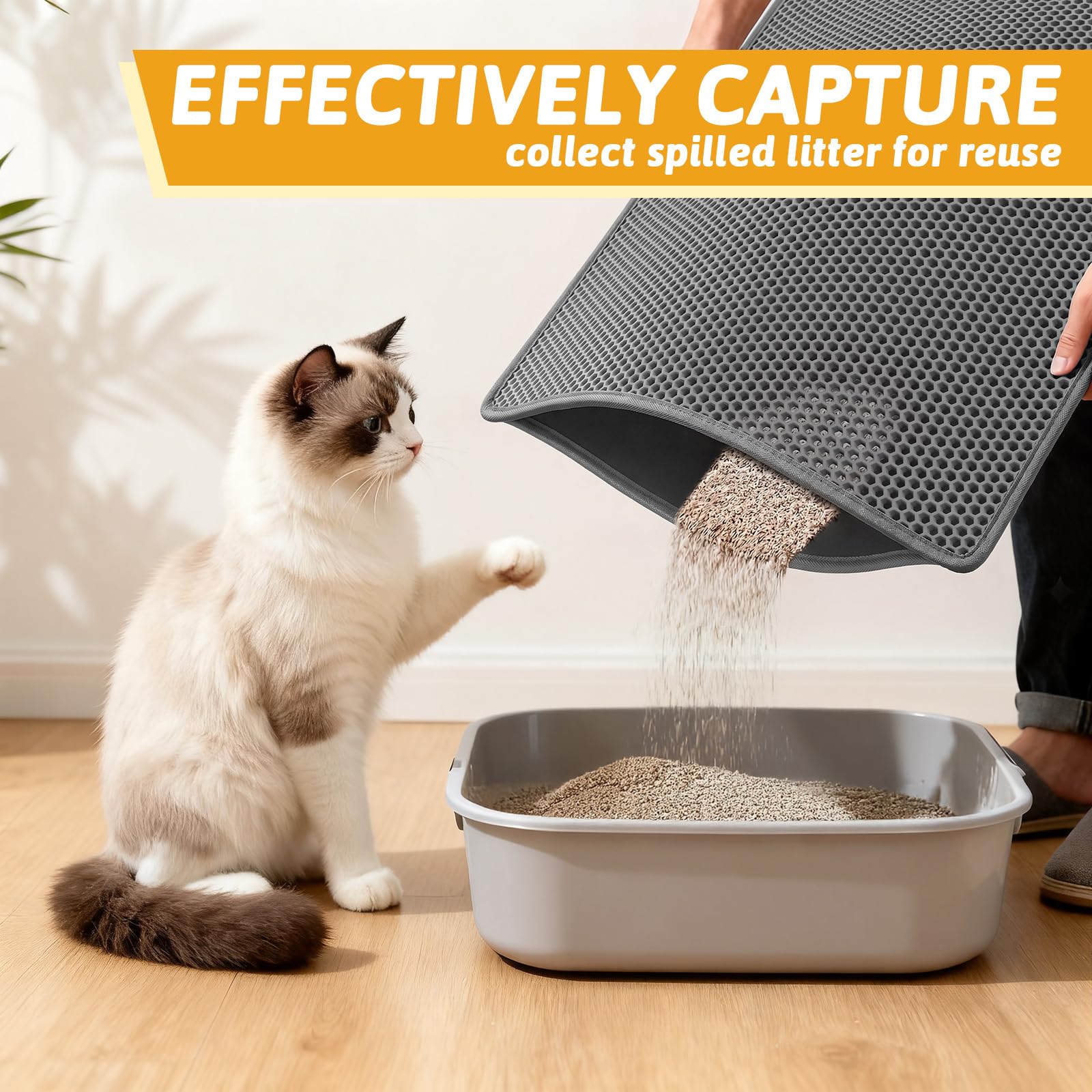 Pieviev Cat Litter Mat Trapper - 76 x 61cm Honeycomb Double Layer Tapis Litiere Chat -Traps Messes, Easy Clean and Durable (Gray) 🍁 All In One Marketplace Canada