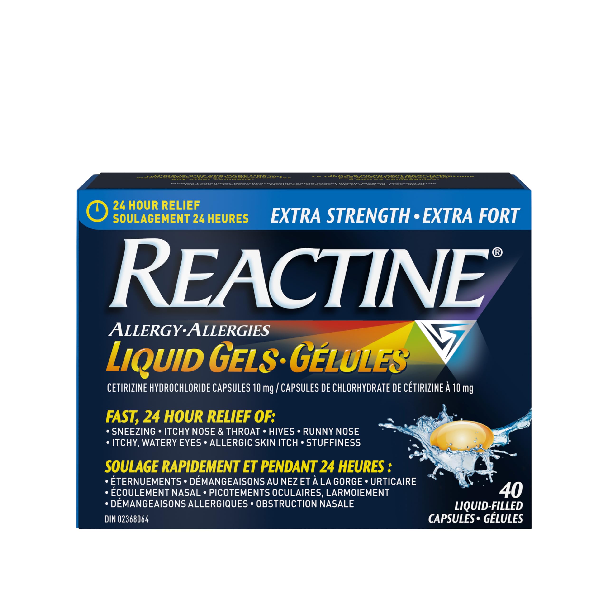 Reactine Extra Strength Liquid Gel Allergy Pills - 10mg Cetirizine Hydrochloride - 24-Hour Relief from Indoor & Outdoor Allergy symptoms - Antihistamine for Sneezing, Runny Nose & Itchy Eyes - 40 Count 🍁 All In One Marketplace Canada