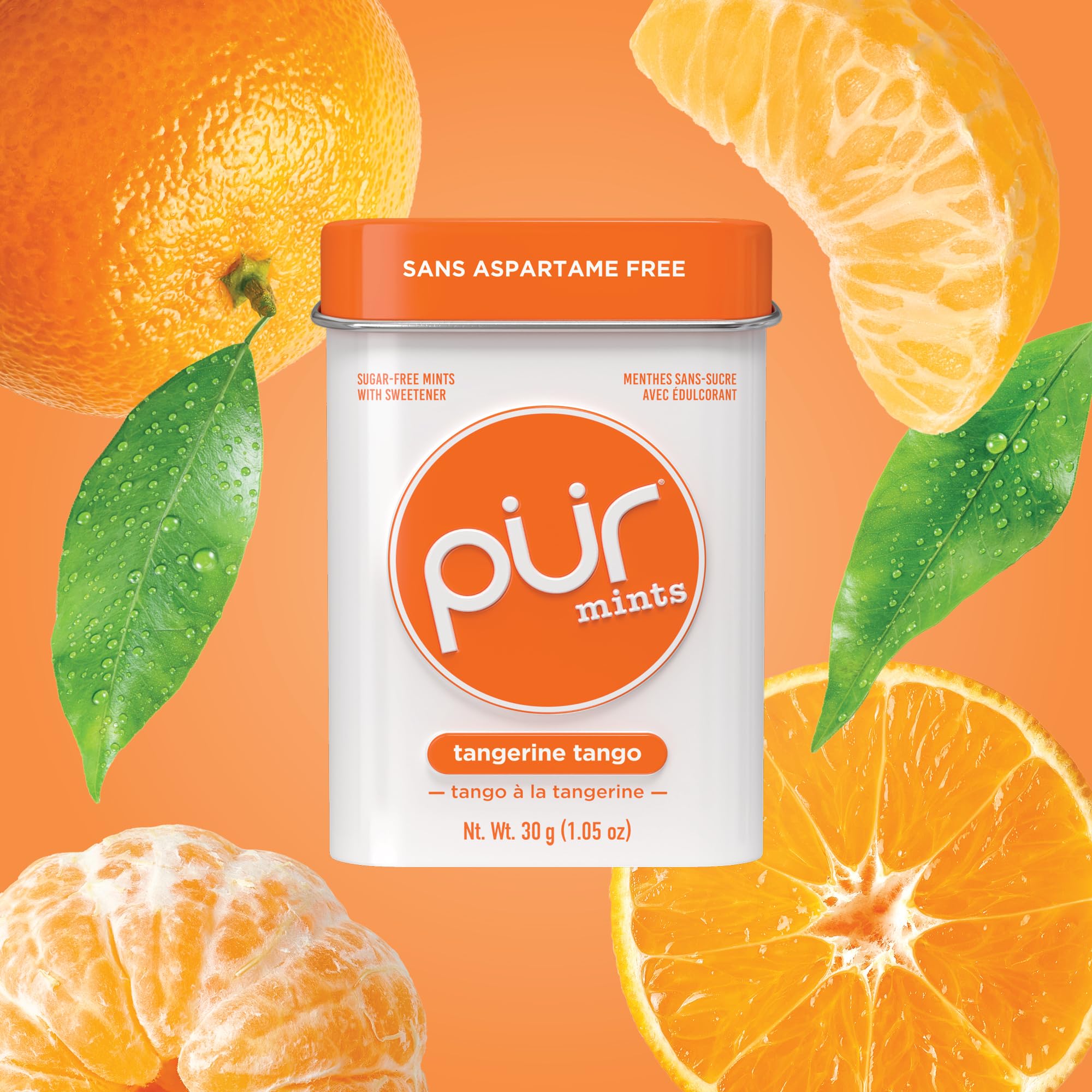 PUR Mints | Aspartame Free | Made with Xylitol | Sugar Free, Vegan, Gluten Free & Keto Friendly | Natural Tangerine Tango Flavoured Mints, 30 Pieces (Pack of 12) 🍁 All In One Marketplace Canada