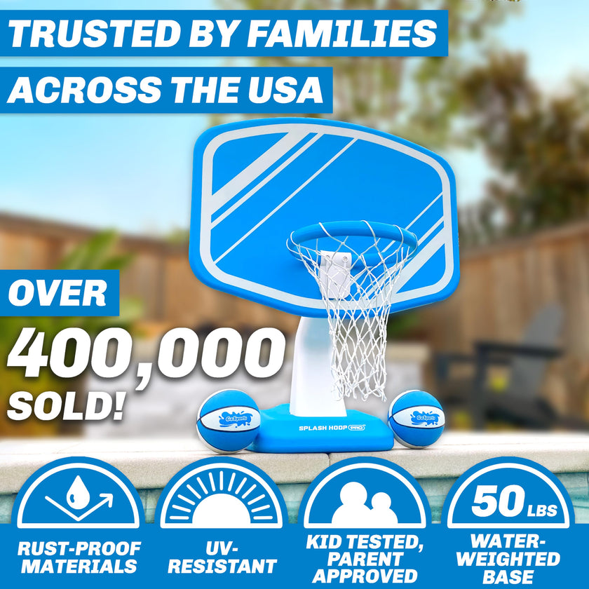 GoSports Splash Hoop PRO Swimming Pool Basketball Game - Includes Poolside Water Basketball Hoop, 2 Balls and Pump - Blue 🍁 All In One Marketplace Canada