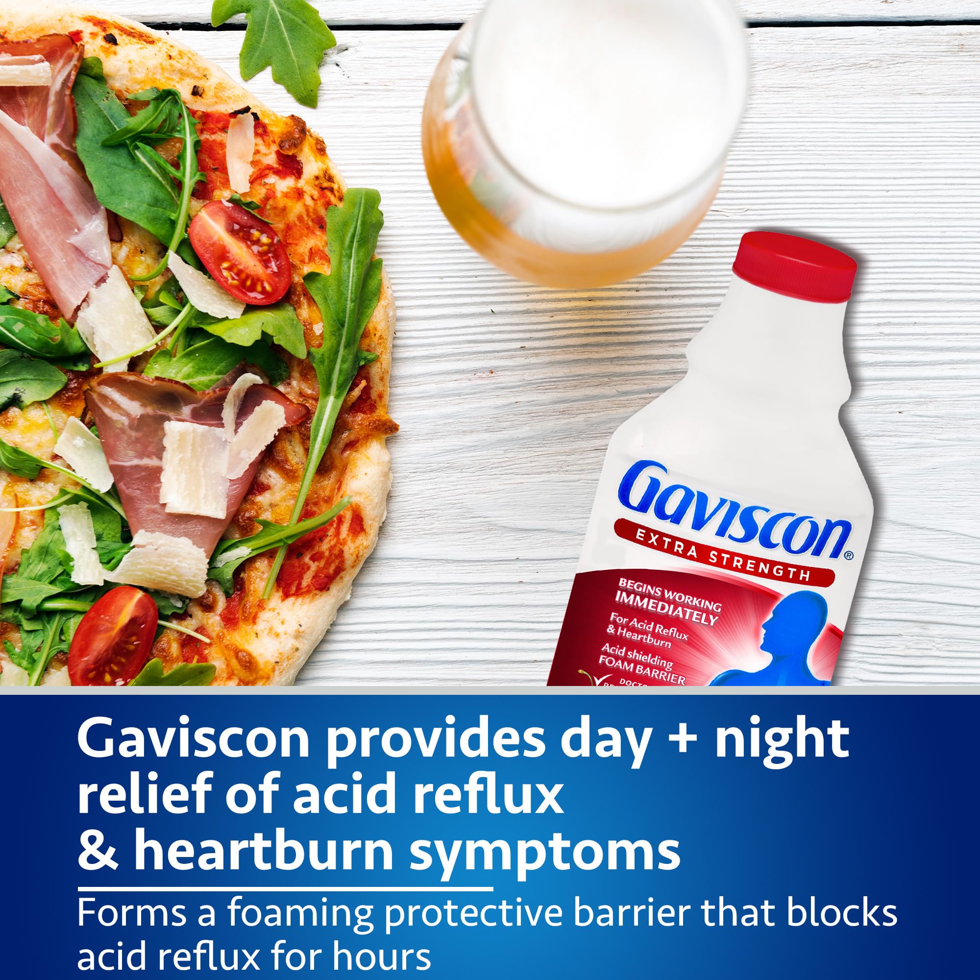 Gaviscon Liquid Extra Strength Antacid - 340 ml - Antacid Liquid for Day and Night Heartburn Relief, Acid Reflux and GERD Relief, Fruit Blend - Free of Aluminum, Lactose and Gluten 🍁 All In One Marketplace Canada