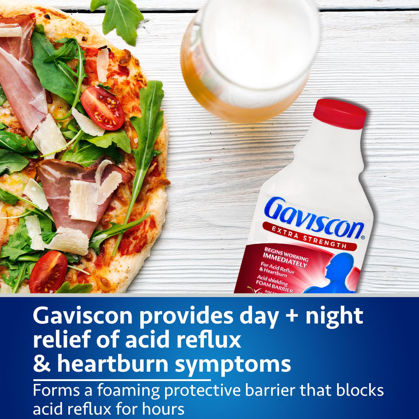 Gaviscon Liquid Extra Strength Antacid - 340 ml - Antacid Liquid for Day and Night Heartburn Relief, Acid Reflux and GERD Relief, Fruit Blend - Free of Aluminum, Lactose and Gluten 🍁 All In One Marketplace Canada
