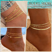 Gold Ankle Bracelets for Women, 14k Gold Plated Waterproof Cuban Link Chain Anklets Set, Layered Anklet Bracelets for Women Beach Gift Adjustable Size 5pc (GOLD-1) 🍁 All In One Marketplace Canada