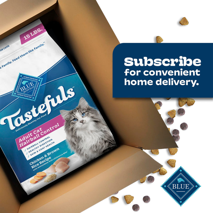 Blue Buffalo Tastefuls Chicken & Brown Rice Recipe Adult Dry Cat Food Hairball Control, Real Chicken First, Deliciously Healthy Natural Cat Food, Supports Digestive Care and Coat Health, 6.8kg Bag 🍁 All In One Marketplace Canada