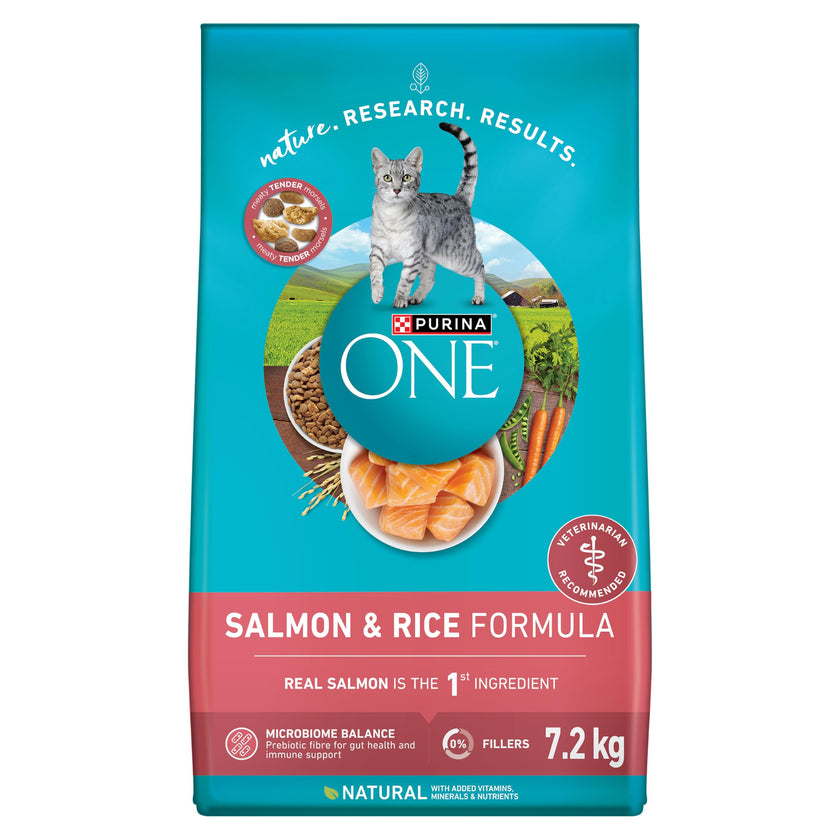 Purina ONE Dry Cat Food, Salmon & Rice Formula - 7.2 kg Bag 🍁 All In One Marketplace Canada
