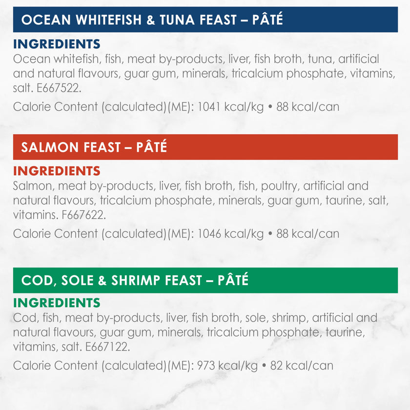 Fancy Feast Seafood Supper Wet Cat Food, Pate Variety Pack 3 Flavours - 85 g Can (24 Pack) 🍁 All In One Marketplace Canada