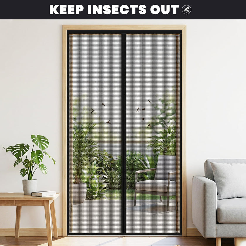 Magnetic Screen Door, Heavy Duty Fiberglass Moustiquaire Magnétique, Screen Mesh with Automatic Block Closure, Walk Through Easily for Kids Pets,Fits Door Size up to 36-38