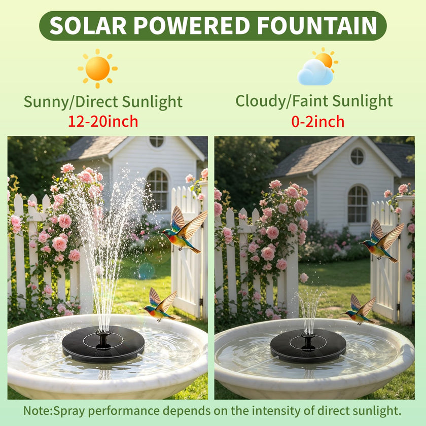 Solar Fountain Water Pump for Bird Bath, New Upgraded Mini Solar Powered Fountain Pump 1.5W Free Standing Solar Panel Kit Water Fountain for Garden, Pond, Pool, and Outdoor 🍁 All In One Marketplace Canada